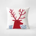Decorative throw pillow cover with red deer illustration and funny English text quotes. - Double-Sided Print 35x35cm (Cover Without Core) / Red Series INS 366-10