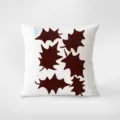 Coussin decoratif elegant avec de superbes motifs de feuilles marron et texte. - 35x35cm / Peintre 396-10
