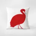 White throw pillow case featuring a creative red bird illustration and funny text for sofa decor. - Funny Pillow 368-14