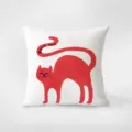 Minimalist red cat throw pillow with artistic illustration design for cozy living room sofa decor. - Double-Sided Print 35x35cm (Cover Without Core) / Red Series INS 366-22