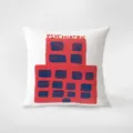 Creative graphic throw pillow with red building print and text, cozy home sofa cushion cover. - Double-Sided Print 35x35cm (Cover Without Core) / Red Series INS 366-23