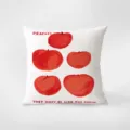 Decorative throw pillow with cute peach illustrations and inspiring text for living room sofa. - Double-Sided Print 35x35cm (Cover Without Core) / Red INS Series 366-24