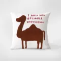 Coussin artistique de chameau avec texte mignon pour decoration de salon et chambre cosy - Peintre 396-24 / Motif Double Face 35X35cm (Taie d'oreiller sans rembourrage)