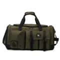 Army green large capacity gym duffel bag for travel, fitness and commute with multi pockets. - Army Green
