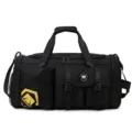 Black large capacity travel gym duffel bag with multi pockets and buckle straps for commuter. - Black