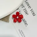 Pince à cheveux fleur rouge avec strass, petite barrette mignonne pour accessoire coiffure. - Rouge Fleur Unique