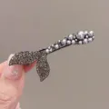 Pinza de pelo cola de sirena perla diamantes de imitación clip de pico dulce para flequillo - Perla Cola de Pez Gunmetal #1
