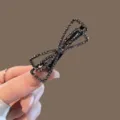 Rhinestone bow duckbill hair clip sparkling crystal metal side bangs hair accessory for women - Double Layer Bow Hairpin #28