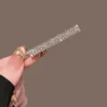 Funkelnde Strass Haarspange für Damen elegante Seiten Haarnadel Kopfschmuck Accessoire. - Dreireihiger Kleiner Strass / Silber