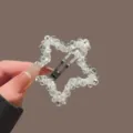 Pince a cheveux etoile perles cristal, accessoire coiffure elegant pour femmes et filles style. - Pentagramme / Blanc