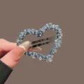 Pince à cheveux cœur en cristal strass barrette latérale mode accessoire quotidien - Cœur / Bleu