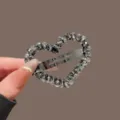 Pince à Cheveux Cœur en Cristal Barrette Bec de Canard Brillante Accessoire Coiffure - Cœur / Gris