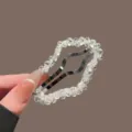 Pince à cheveux fleur en cristal, élégante barrette bec de canard pour coiffure latérale. - Nuage / Blanc