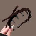 Diadema de terciopelo coreano con dientes y lazo, diadema antideslizante para lavar la cara. - Estilo de Lazo / Café Oscuro
