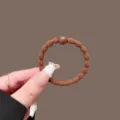 Coletero de pelo marrón para mujer coleta elástica con cuenta redonda decoración bonita - Café Claro