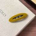 Pinza para el pelo ovalada de terciopelo amarillo mostaza, elegante horquilla para estilo. - Amarillo jengibre