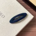 Pinza BB ovalada flocada francesa mujer horquilla azul oscuro accesorio de pelo elegante - Azul