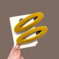 French flocking oval hollow BB hair clip, chic yellow velvet side bangs hairpin for women. - 2 Pieces/Pack / Turmeric