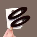 Brown velvet oval hollow hair clips, elegant side bangs clip for women autumn winter daily wear. - 2 Pieces/Pack / Dark Coffee