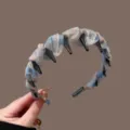 Diadema retro dulce ondulada de alta corona para mujer, accesorio para el cabello antideslizante elegante. - Chifón Beige
