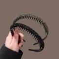 Black Rhinestone Toothed Headband Non-Slip Hair Hoop Wash Face Hair Accessory Variant - Black and Silver Gray