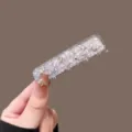 Sparkling crystal hair clip, pink square rhinestone side clip for women and girls daily wear. - Square / Pink