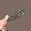 Pinza de pelo de cristal con diamantes oscuros, elegante horquilla francesa para mujer - Diamante Gota Etiqueta Dorada / Gris