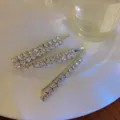 Set de pinzas para el cabello con diamantes de imitación brillantes, elegantes pasadores metálicos. - Plateado Diamantes Grandes / Juego de 3 / Plateado