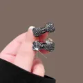 Mini pinza de pelo con lazo de diamantes de imitación grises horquilla lateral elegante - Lazo (Paquete de 2)