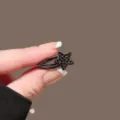 Mini black rhinestone star hair clip, sparkling crystal side clip for cute styling. - Pentagram Small Hair Clip