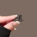 Mini grey rhinestone bow hair clip, delicate side hairpin with sparkling crystal stones for style - Bowknot Small Hair Clip