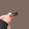 Mini black rhinestone bow hairpin side clip for sweet girls, sparkling crystal hair accessory. - Butterfly Small Hair Clip