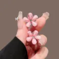 Mini Pinza de Pelo Camelia Rosa con Estrás, Lindo Accesorio Floral para Flequillo - Rosa Flor Sola
