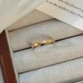 Anillo abierto dorado irregular minimalista para mujer, joyería vintage de aleación elegante. - Oro Retorcido Plisado
