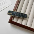 Pinza para el pelo con diamantes de imitación brillantes estilo francés para mujeres - Pinza Cuadrada / Azul