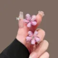 Mini pinza de pelo de flor de camelia, bonita pinza pequeña para flequillo y peinado lateral. - Morado Flor Sola