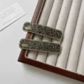 Elegante pinza de pelo cuadrada de estrás, pasador de cristal brillante para mujeres. - Pinza Cuadrada / Paquete de 2 / Gris