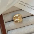 Chunky gold irregular open ring minimalist vintage alloy fashion jewelry elegant variant - Gold Faux Dual Drop