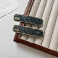 Dark blue rhinestone hair clip sparkling crystal square side clip for women and girls daily wear - Square BB Clip / Set / Blue