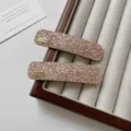 Pink rhinestone hair clips, sparkling crystal side clips for women, elegant square design. - Square BB Clip / Set / Pink