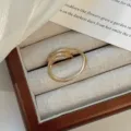 Gold open ring alloy minimalist geometric fashion jewelry elegant finger ring accessory - Gold Linear Round