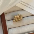 Gold bead open ring for women, minimalist fashion metal finger jewelry for daily wear. - Gold Multi-Ball