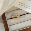 Minimalist gold chain open ring for women, stylish vintage alloy finger jewelry piece. - Gold Hollow Chain