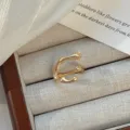 Gold irregular open ring for women minimalist fashion alloy jewelry minimalist design chic - Gold Coral Branch
