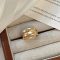Minimalist chunky gold open ring, stylish irregular vintage alloy finger jewelry for modern women. - Gold Faux Double Row