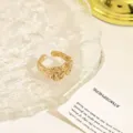 Gold open ring alloy vintage bow knot design fashion minimalist jewelry for women daily wear - Gold Foil-Like Pleated