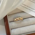 Gold chunky twisted open ring, elegant vintage style fashion jewelry for women daily wear. - Gold Twist