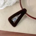 Pinza de pelo triangular de terciopelo marrón, clip BB de tela vintage para peinados diarios. - Pinza BB Triangular / Café Oscuro