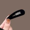 Schwarze Samt Klipp Haarnadel, klassische minimalistische Seitenhaarklammer fuer Damen Alltag. - Wassertropfen BB-Clip / Schwarz