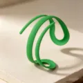 Minimalist candy green open cuff bracelet with unique geometric design for trendy everyday wear. - Green